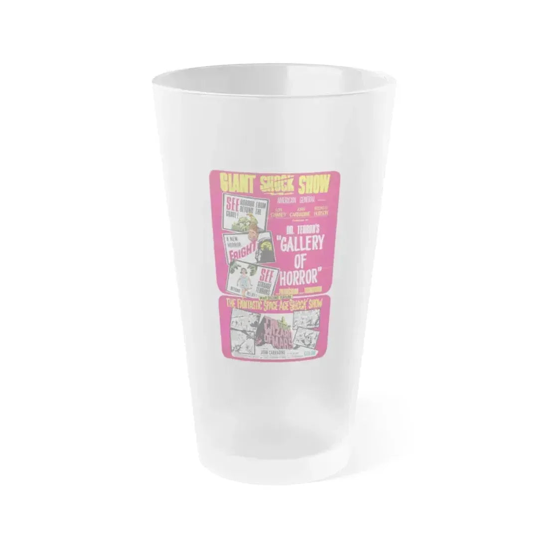 DR. TERROR'S GALLERY OF HORRORS + THE WIZARD OF MARS 1967 Movie Poster - Frosted Pint Glass 16oz 16oz Frosted - Go Mug Yourself