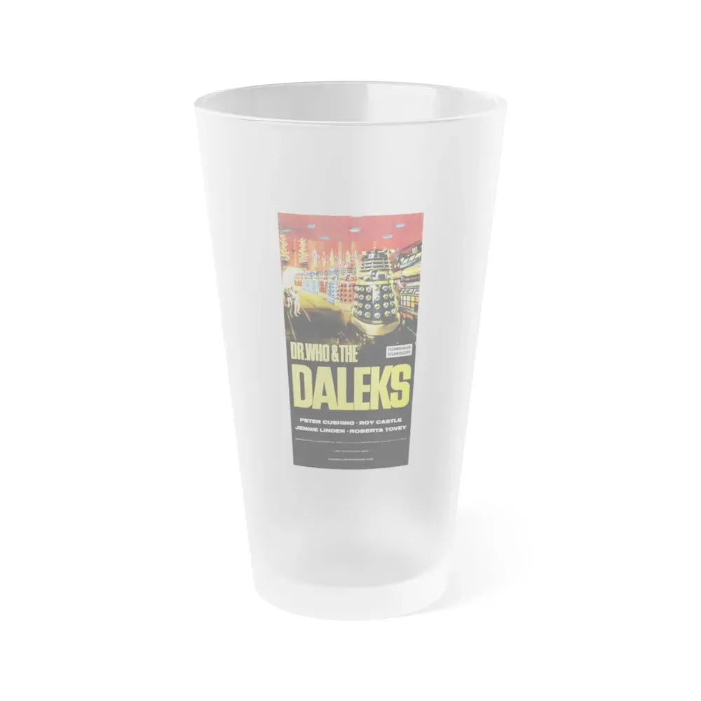 DR. WHO & THE DALEKS 1965 Movie Poster - Frosted Pint Glass 16oz 16oz Frosted - Go Mug Yourself