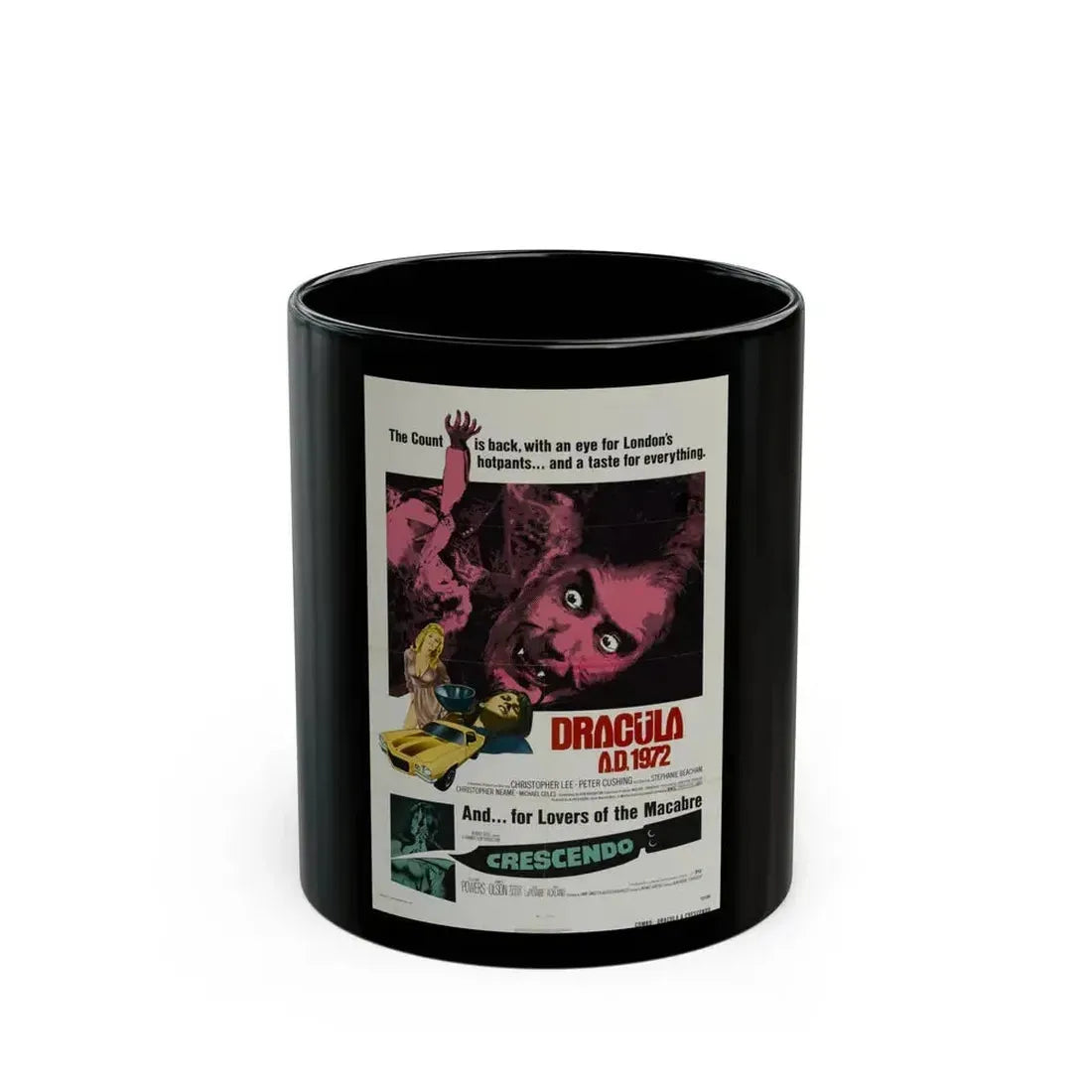 DRACULA A.D. 1972 + CRESCENDO Movie Poster - Black Coffee Mug 11oz - Go Mug Yourself