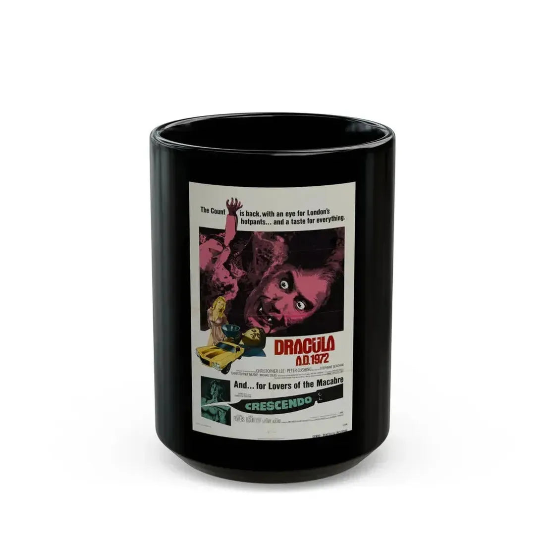 DRACULA A.D. 1972 + CRESCENDO Movie Poster - Black Coffee Mug 15oz - Go Mug Yourself