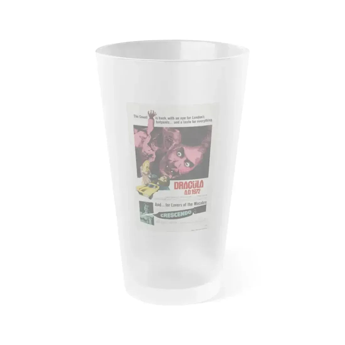 DRACULA A.D. 1972 + CRESCENDO Movie Poster - Frosted Pint Glass 16oz 16oz Frosted - Go Mug Yourself