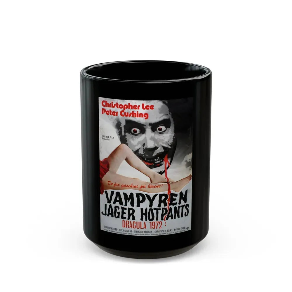 DRACULA A.D. 1972 (DANISH) Movie Poster - Black Coffee Mug 15oz - Go Mug Yourself