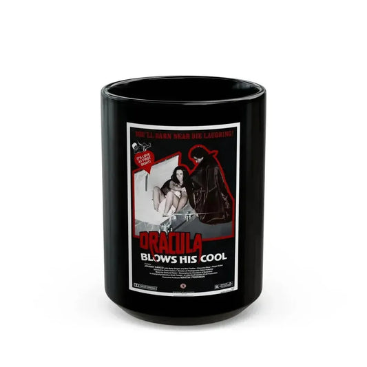 DRACULA BLOWS HIS COOL 1979 Movie Poster - Black Coffee Mug 15oz - Go Mug Yourself