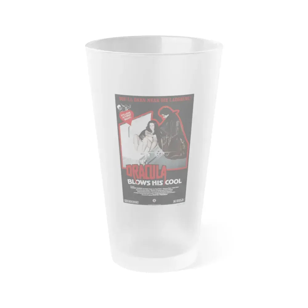 DRACULA BLOWS HIS COOL 1979 Movie Poster - Frosted Pint Glass 16oz 16oz Frosted - Go Mug Yourself
