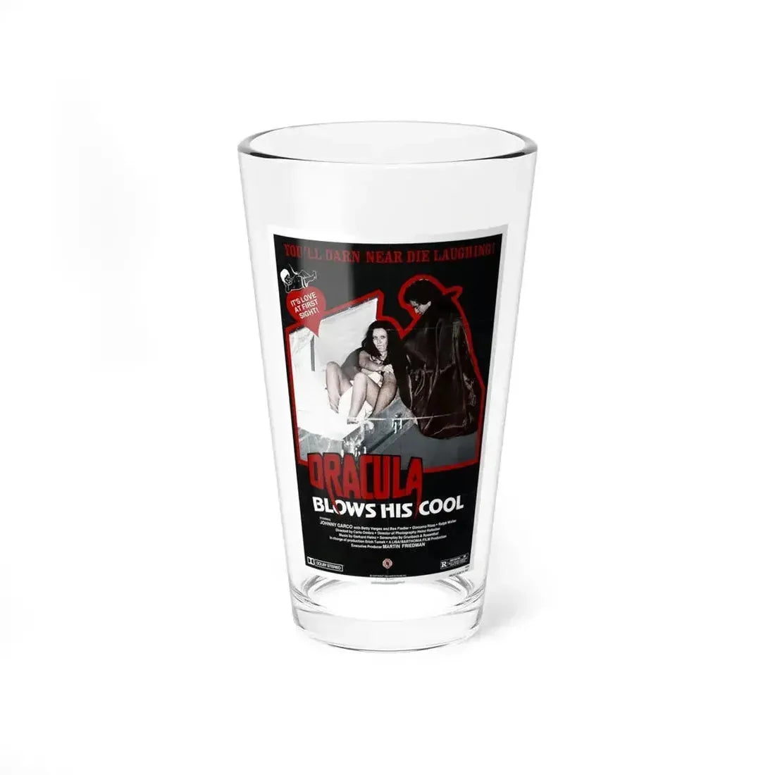 DRACULA BLOWS HIS COOL 1979 Movie Poster - Pint Glass 16oz 16oz - Go Mug Yourself