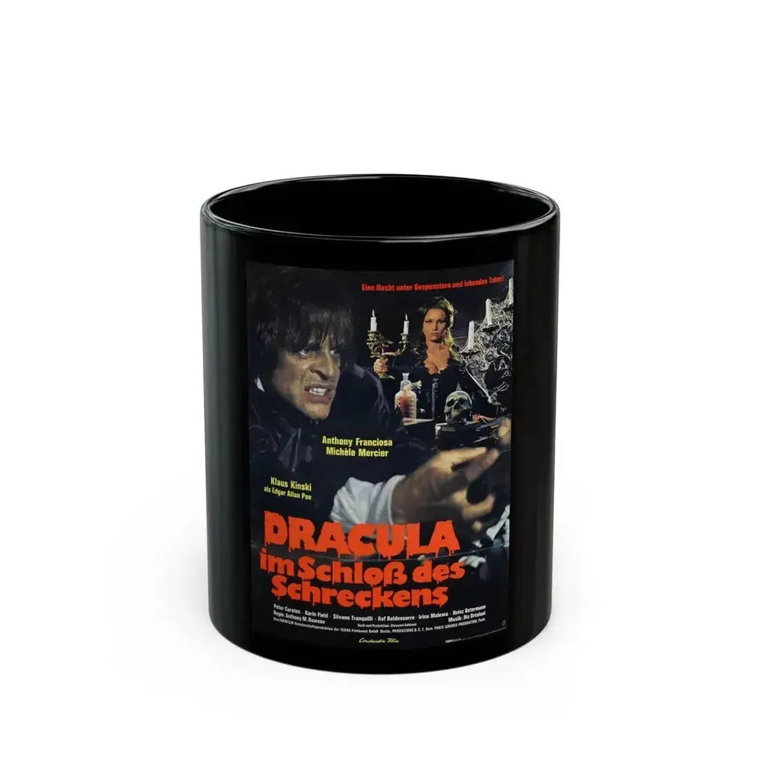 DRACULA IN THE CASTLE OF BLOOD (GERMAN) 1969 Movie Poster - Black Coffee Mug 11oz - Go Mug Yourself