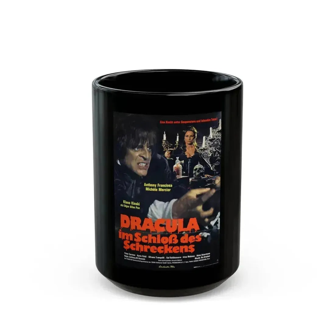 DRACULA IN THE CASTLE OF BLOOD (GERMAN) 1969 Movie Poster - Black Coffee Mug 15oz - Go Mug Yourself