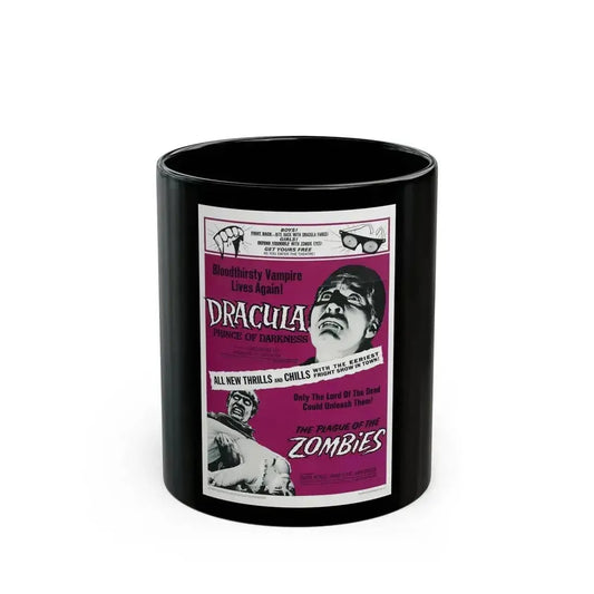 DRACULA PRINCE OF DARKNESS + THE PLAGUE OF THE ZOMBIES 1966 Movie Poster - Black Coffee Mug 11oz - Go Mug Yourself