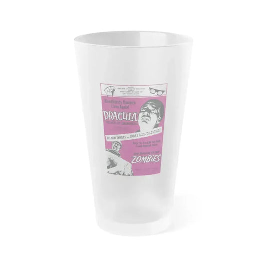 DRACULA PRINCE OF DARKNESS + THE PLAGUE OF THE ZOMBIES 1966 Movie Poster - Frosted Pint Glass 16oz 16oz Frosted - Go Mug Yourself