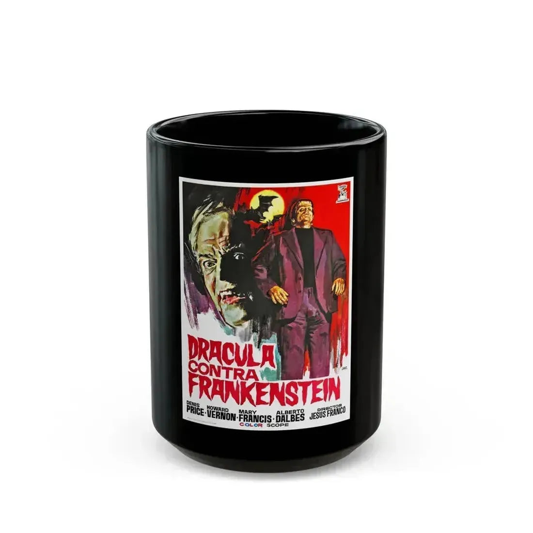DRACULA, PRISONER OF FRANKENSTEIN 1972 Movie Poster - Black Coffee Mug 15oz - Go Mug Yourself