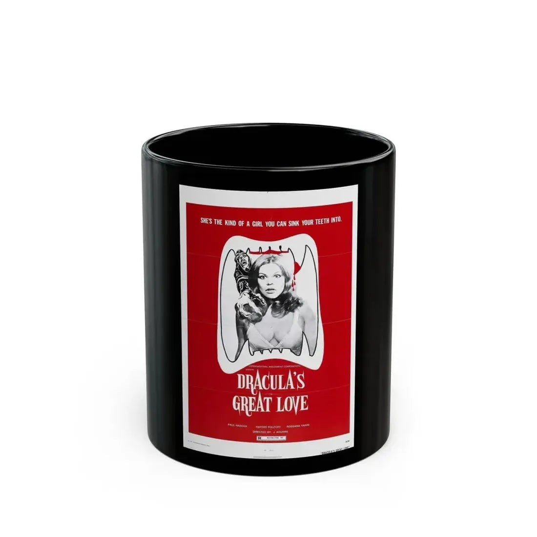 DRACULA'S GREAT LOVE 1973 Movie Poster - Black Coffee Mug 11oz - Go Mug Yourself
