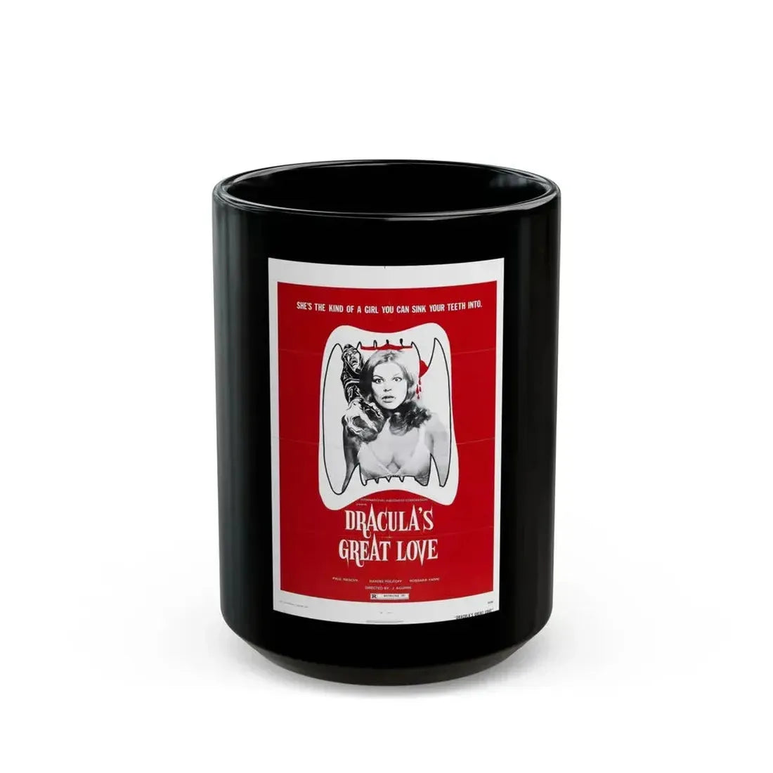 DRACULA'S GREAT LOVE 1973 Movie Poster - Black Coffee Mug 15oz - Go Mug Yourself