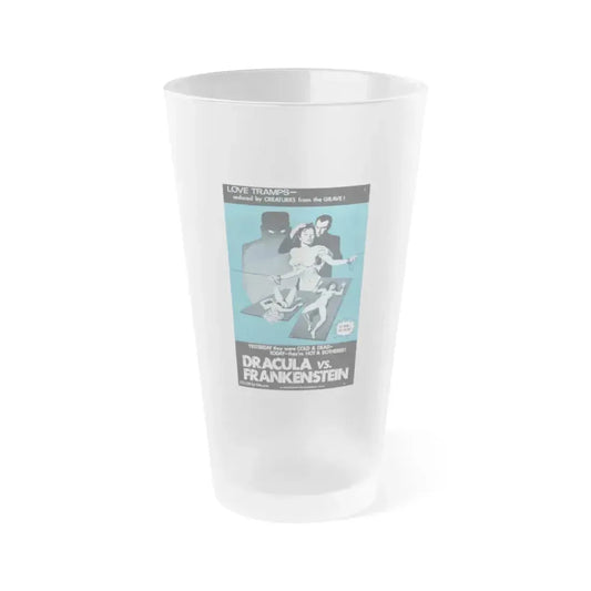 DRACULA VS. FRANKENSTEIN (3) 1971 Movie Poster - Frosted Pint Glass 16oz 16oz Frosted - Go Mug Yourself