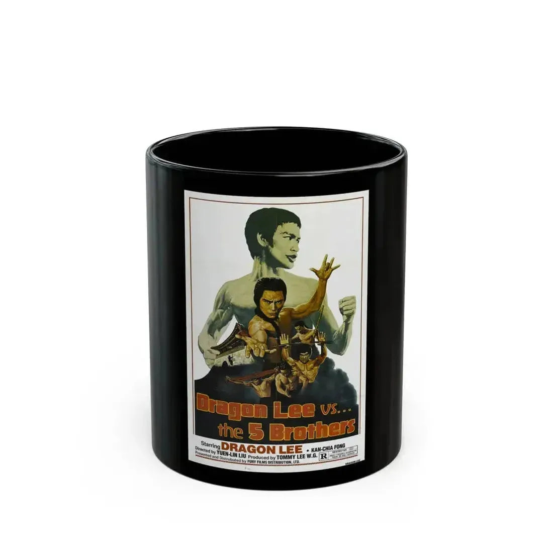 DRAGON LEE VS THE 5 BROTHERS 1978 Movie Poster - Black Coffee Mug 11oz - Go Mug Yourself
