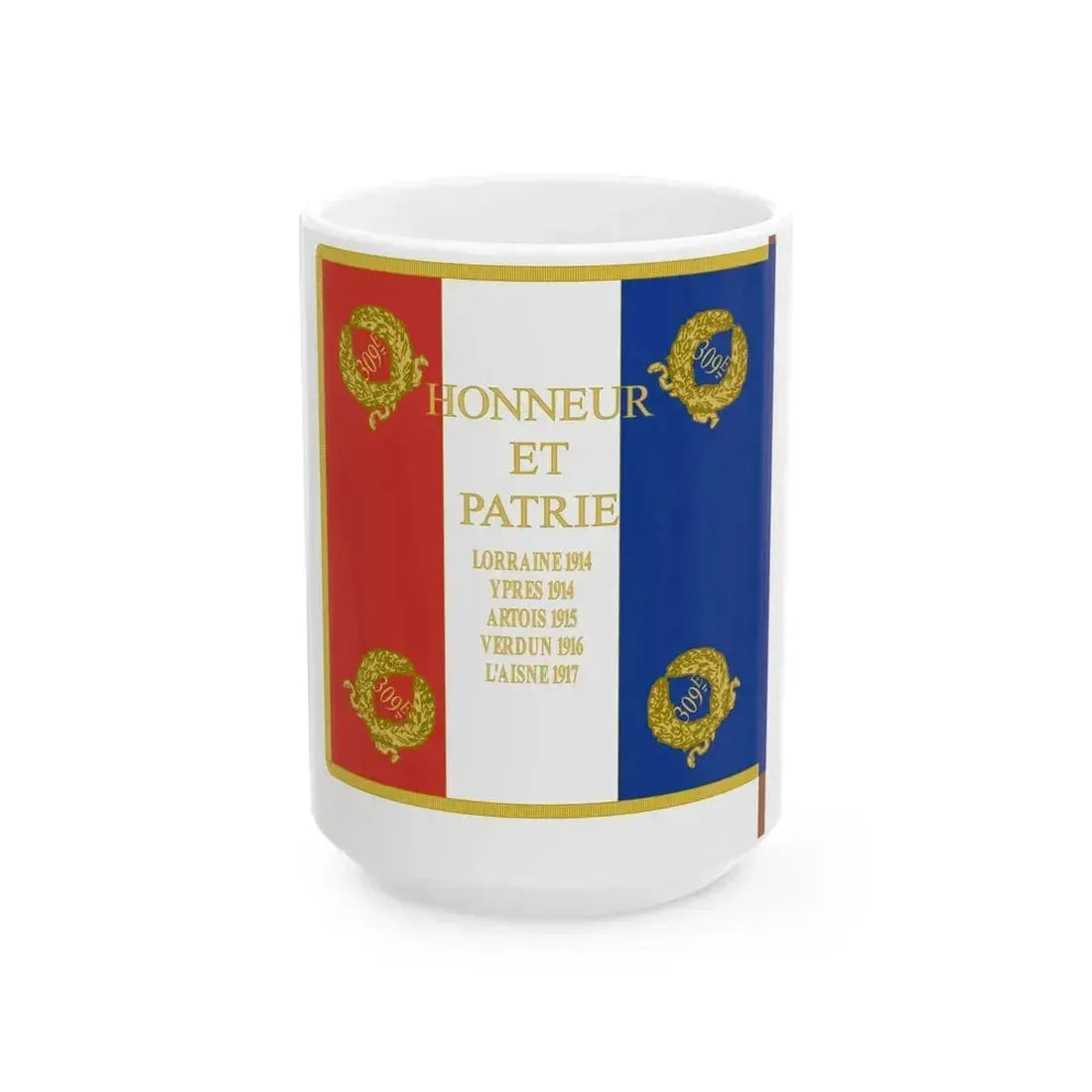 Drapeau 309e regiment dartillerie (France) White Coffee Mug 15oz - Go Mug Yourself