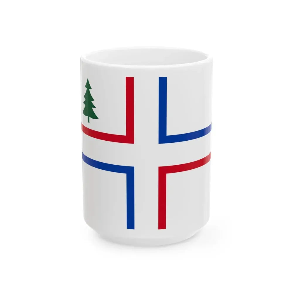 Drapeau des Huguenots du Maine (United States) White Coffee Mug 15oz - Go Mug Yourself