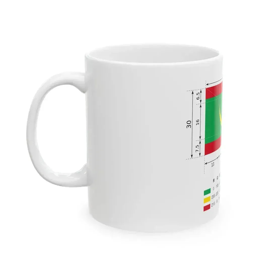 Drapeau Mauritanie Dimensions (Mauritania) White Coffee Mug - Go Mug Yourself