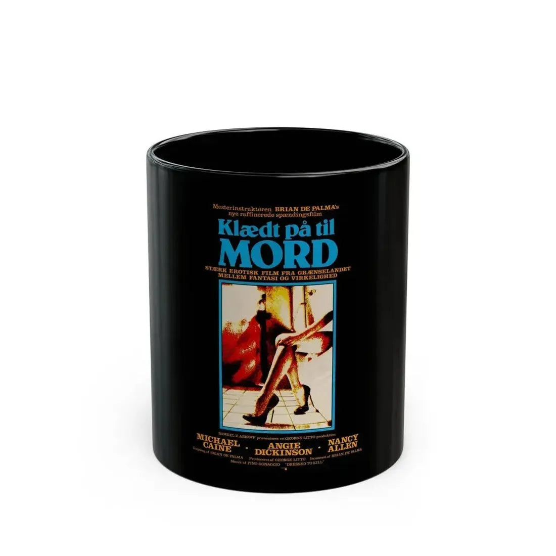 DRESSED TO KILL (DANISH) 1980 Movie Poster - Black Coffee Mug 11oz - Go Mug Yourself
