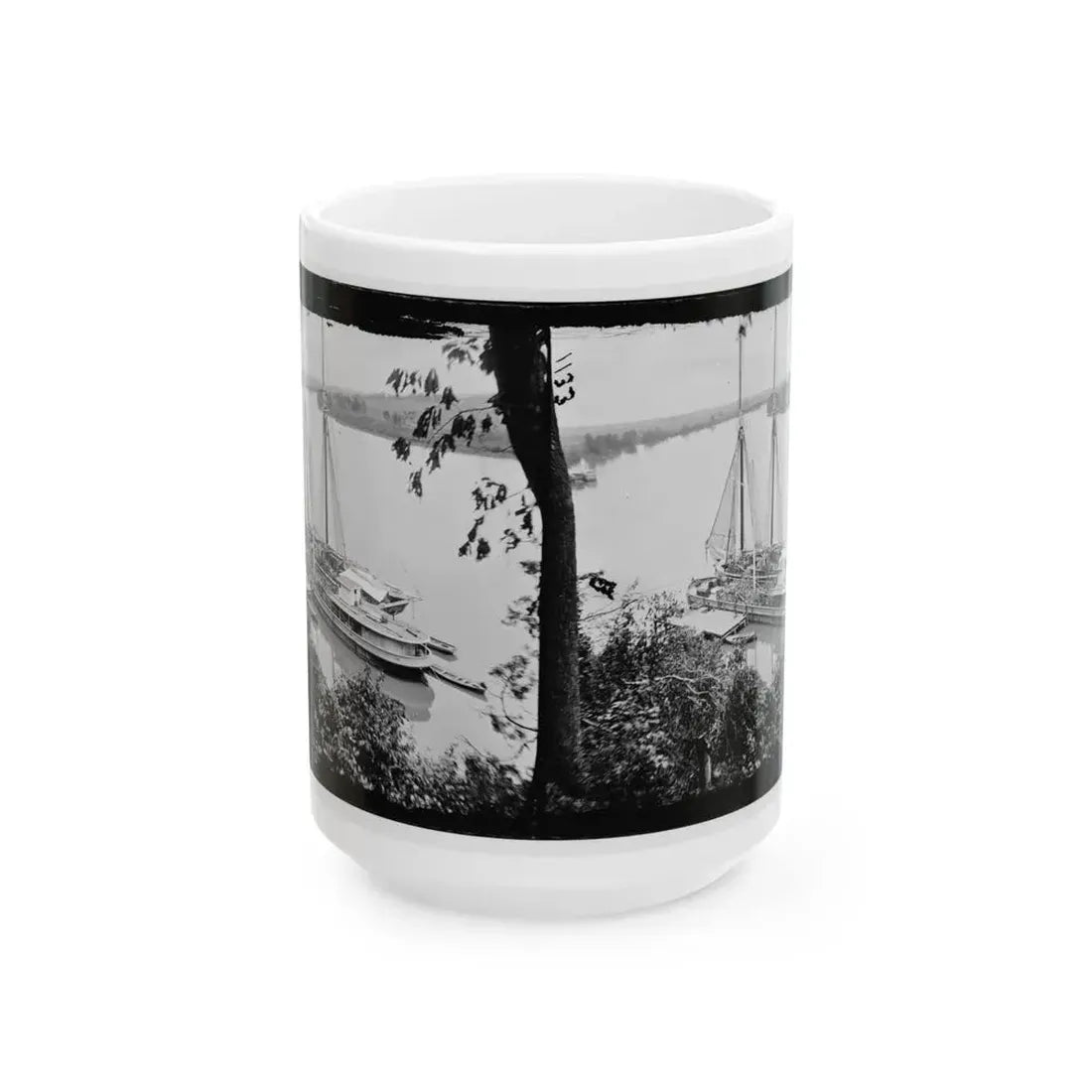 Drewry's Bluff, Va. Federal Transports With Cargoes Of Artillery On The James (U.S. Civil War) White Coffee Mug 15oz - Go Mug Yourself