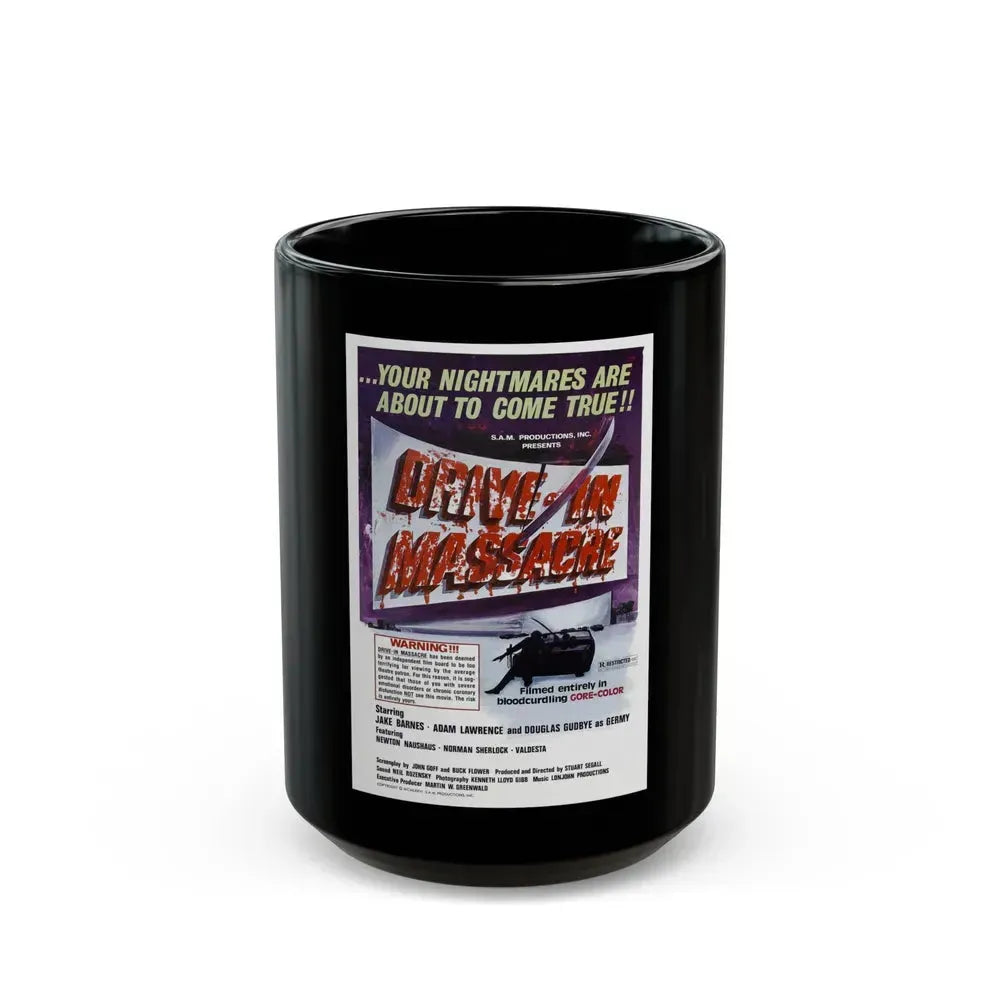 DRIVE-IN MASSACRE 1976 Movie Poster - Black Coffee Mug 15oz - Go Mug Yourself