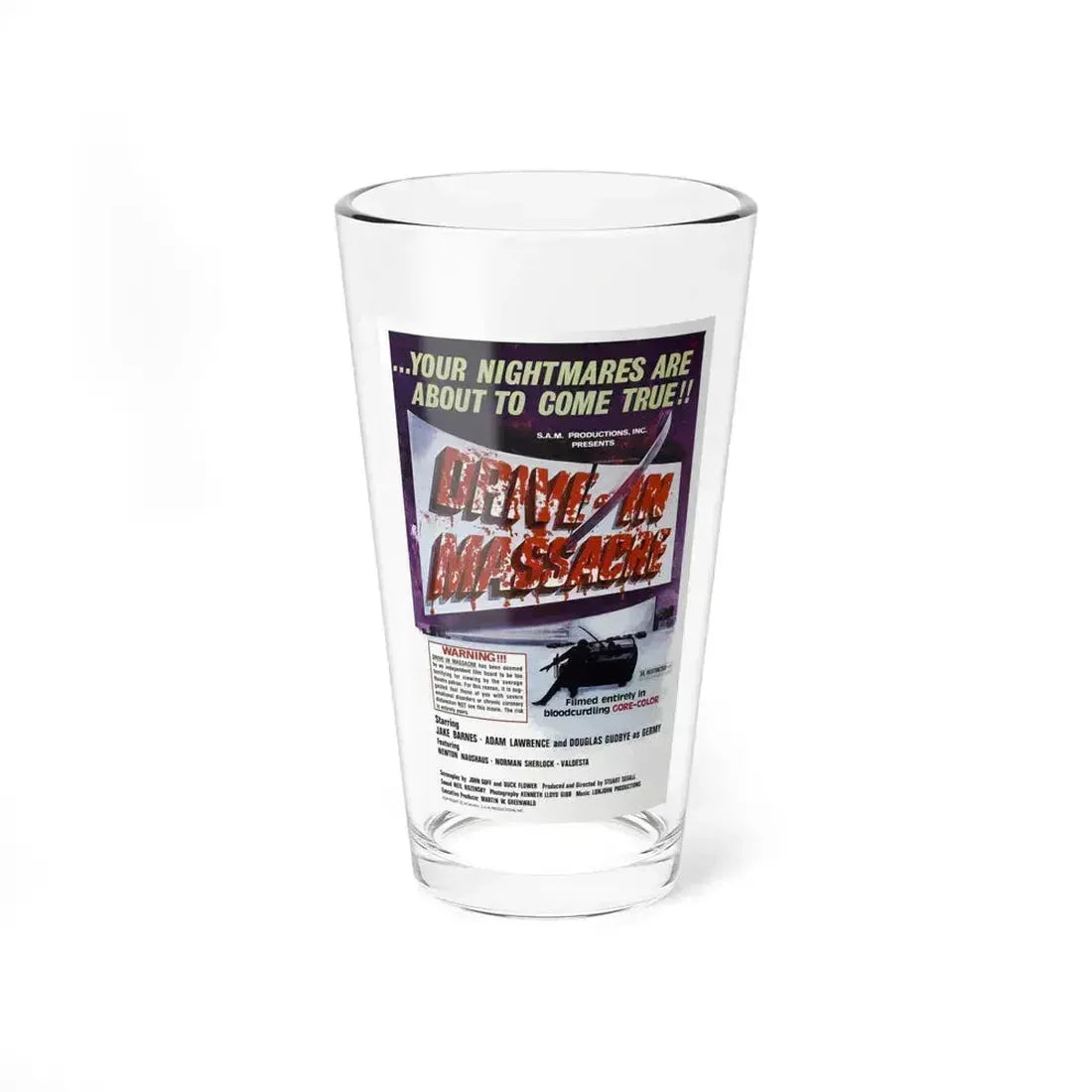 DRIVE-IN MASSACRE 1976 Movie Poster - Pint Glass 16oz 16oz - Go Mug Yourself