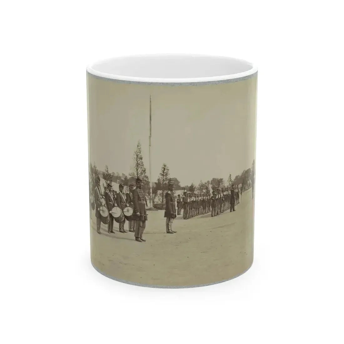 Drum Corps Stands In Front Of Union Soldiers In Formation (U.S. Civil War) White Coffee Mug 11oz - Go Mug Yourself