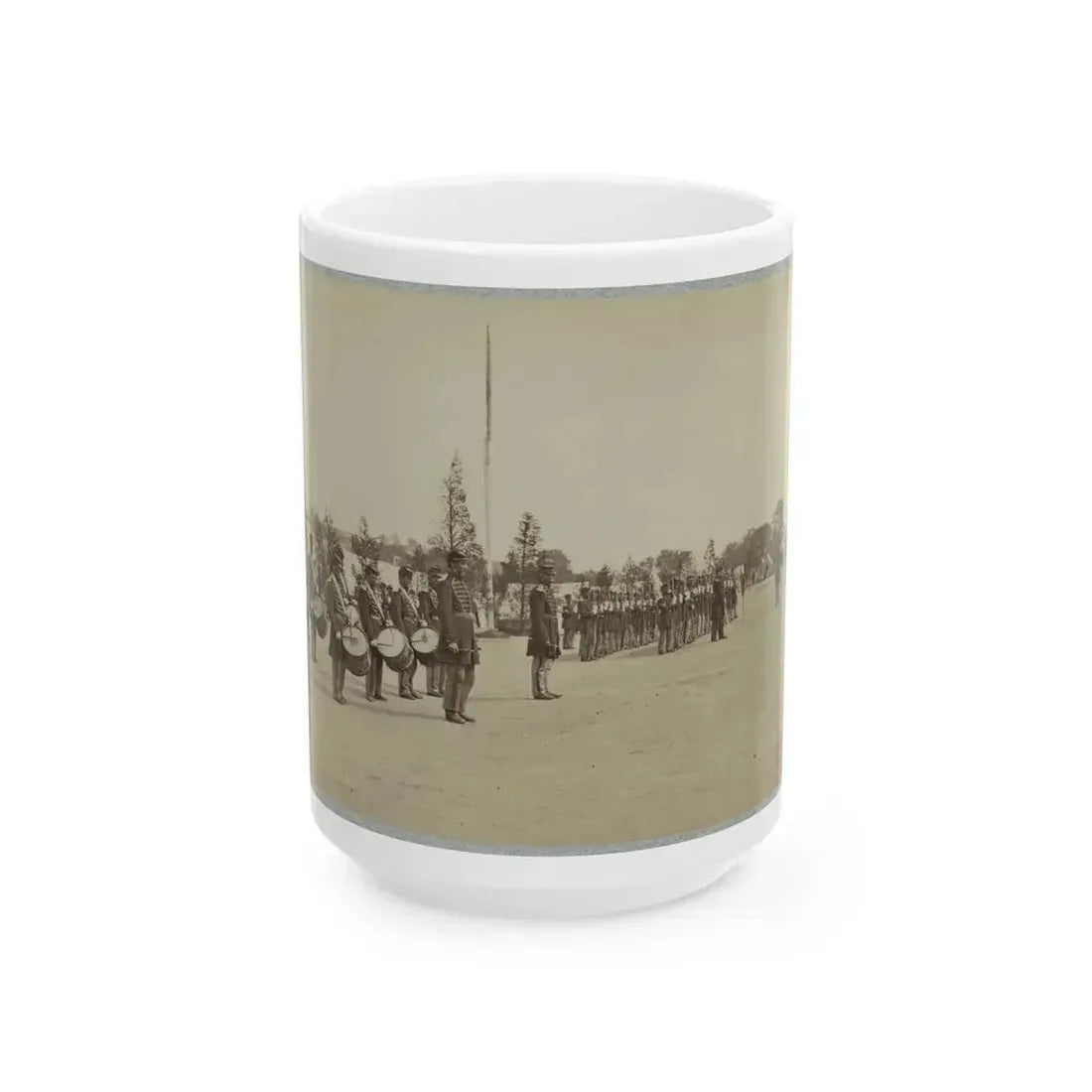 Drum Corps Stands In Front Of Union Soldiers In Formation (U.S. Civil War) White Coffee Mug 15oz - Go Mug Yourself