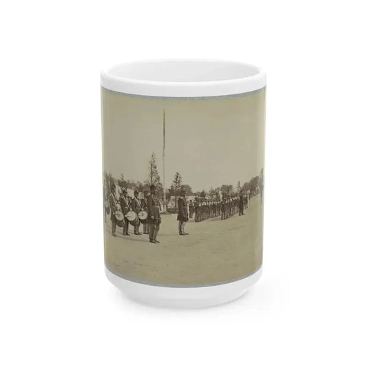Drum Corps Stands In Front Of Union Soldiers In Formation (U.S. Civil War) White Coffee Mug 15oz - Go Mug Yourself