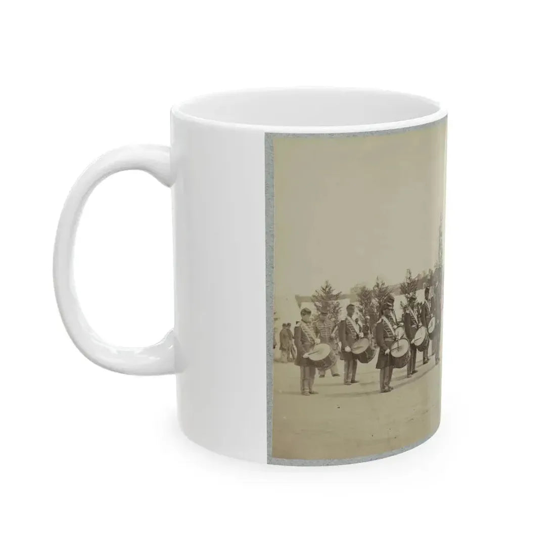 Drum Corps Stands In Front Of Union Soldiers In Formation (U.S. Civil War) White Coffee Mug - Go Mug Yourself