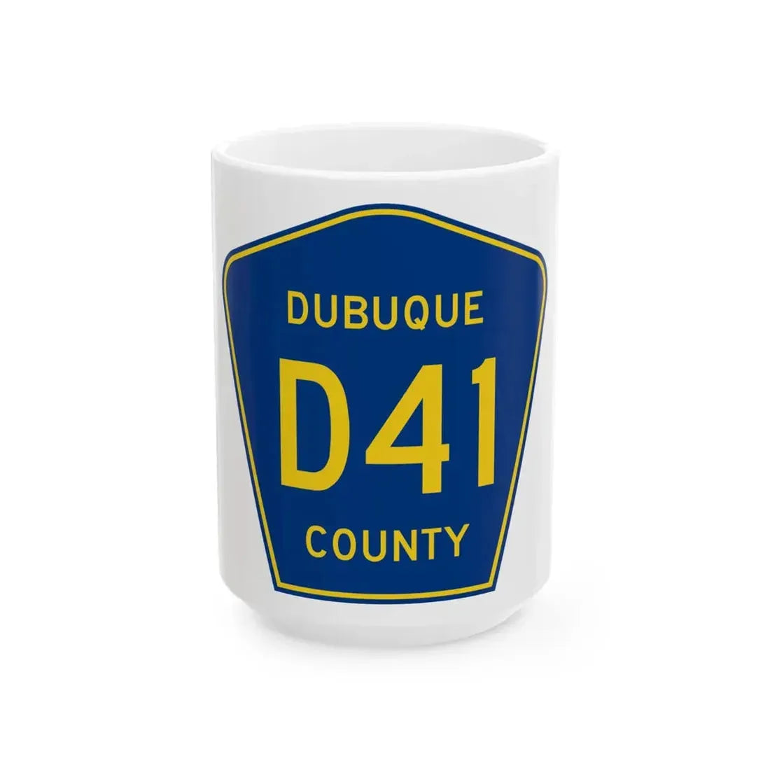 Dubuque County Route D41 IA (Iowa) (Road Sign) White Coffee Mug 15oz - Go Mug Yourself