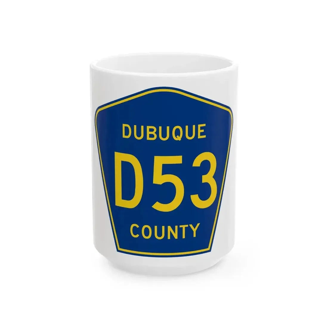 Dubuque County Route D53 IA (Iowa) (Road Sign) White Coffee Mug 15oz - Go Mug Yourself
