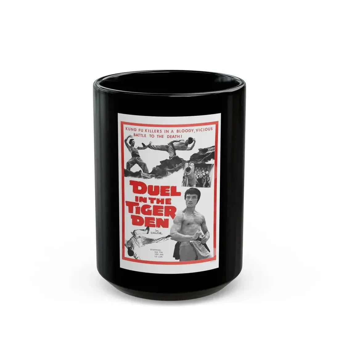 DUEL IN THE TIGER DEN 1972 Movie Poster - Black Coffee Mug 15oz - Go Mug Yourself
