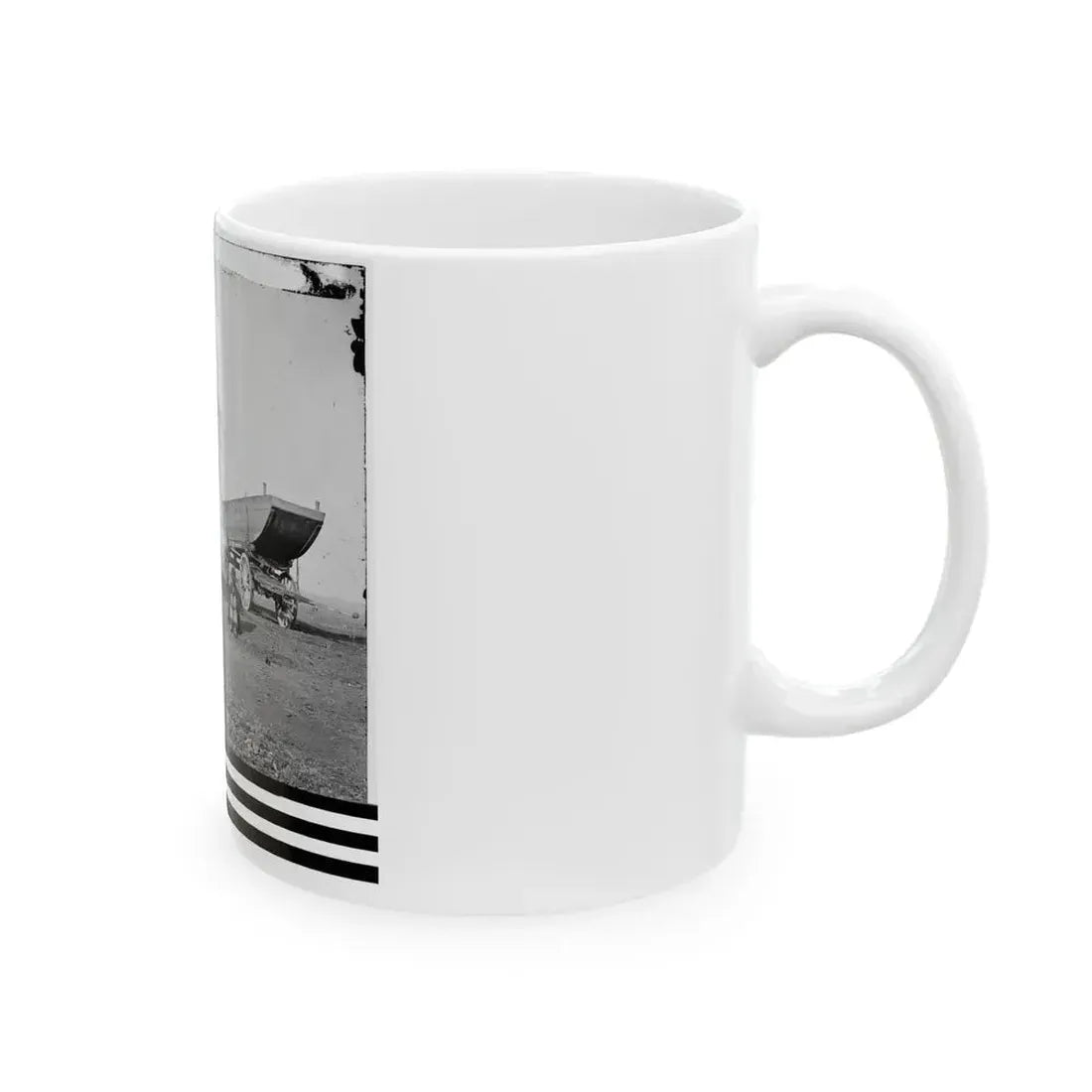 Dutch Gap, Virginia (Vicinity). Pontoon Boats On Wheeled Carriages At Deserted Farm House Near Dutch Gap Canal (U.S. Civil War) White Coffee Mug - Go Mug Yourself
