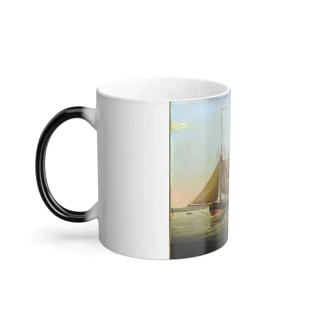 Dutch School (19th Century) Harbor Scene - Oil on Canvas - Color Changing Mug 11oz - Go Mug Yourself