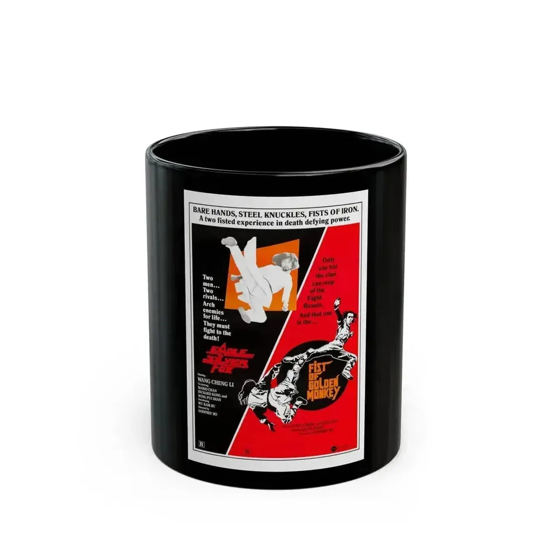 EAGLE VS SILVERFOX + FIST OF GOLDEN MONKEY 1980 Movie Poster - Black Coffee Mug 11oz - Go Mug Yourself