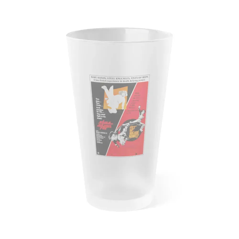 EAGLE VS SILVERFOX + FIST OF GOLDEN MONKEY 1980 Movie Poster - Frosted Pint Glass 16oz 16oz Frosted - Go Mug Yourself