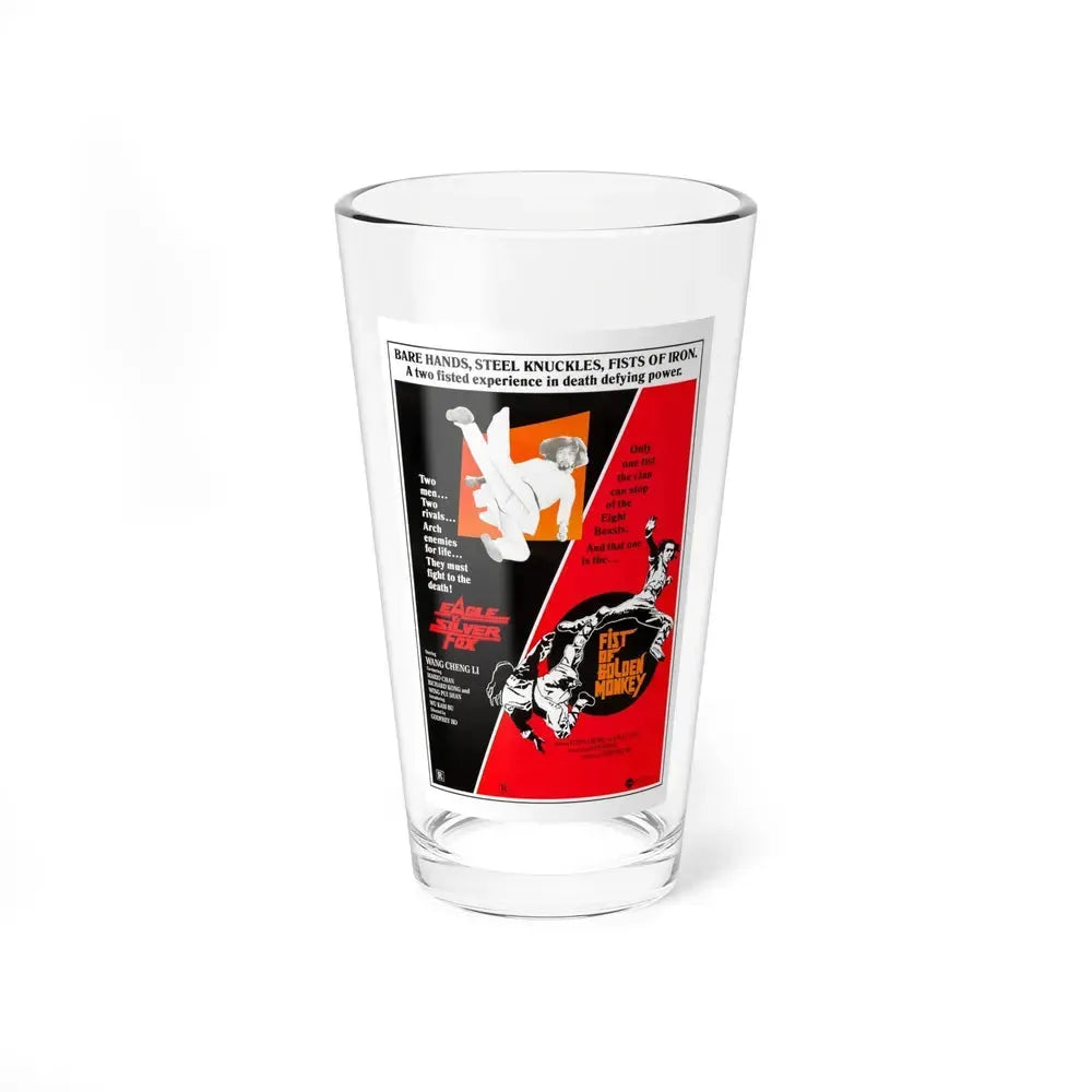 EAGLE VS SILVERFOX + FIST OF GOLDEN MONKEY 1980 Movie Poster - Pint Glass 16oz 16oz - Go Mug Yourself