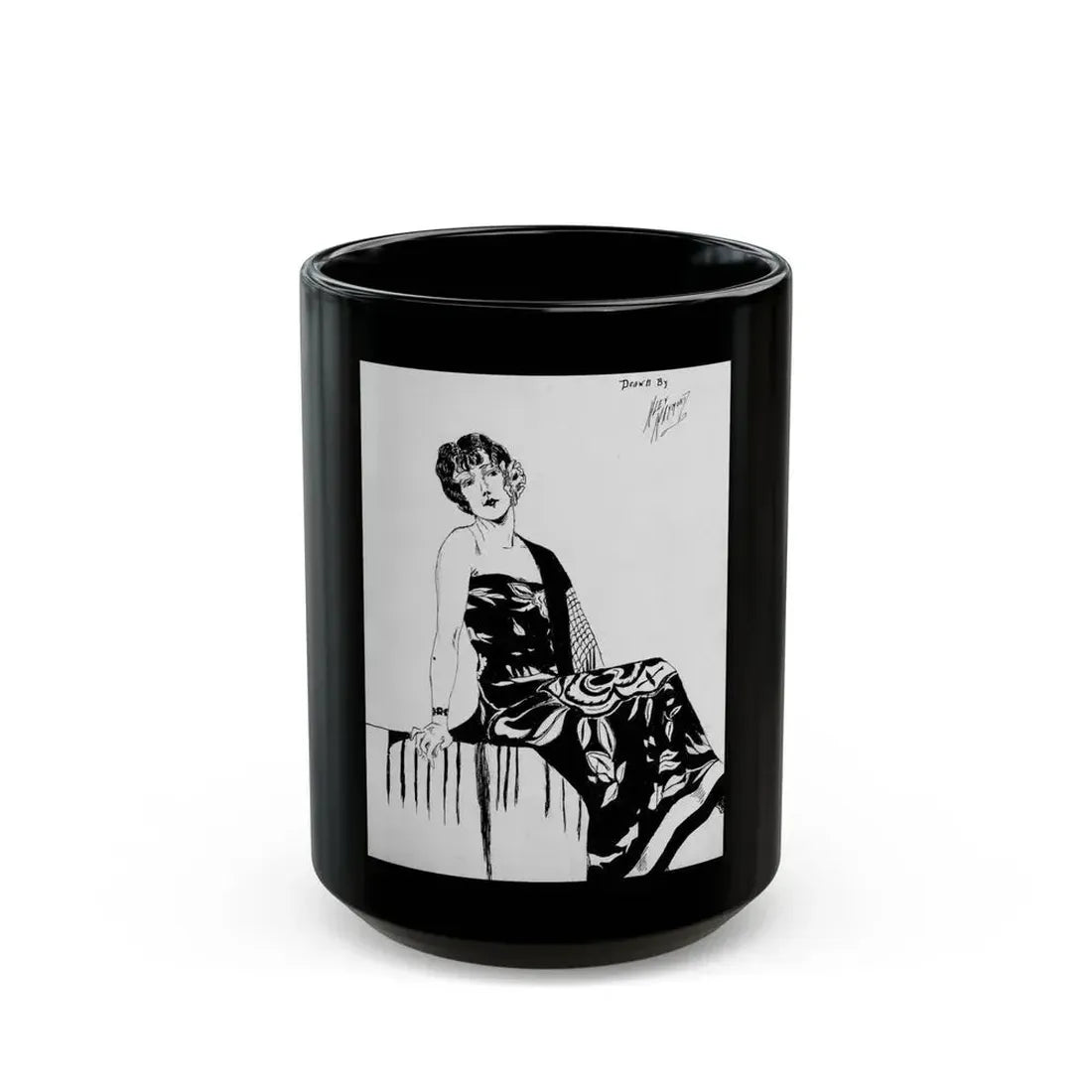 Early Figure Sketch 1 (c. 1920s) - Black Coffee Mug 15oz - Go Mug Yourself