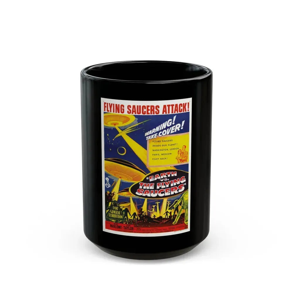 EARTH VS THE FLYING SAUCERS 1956 Movie Poster - Black Coffee Mug 15oz - Go Mug Yourself