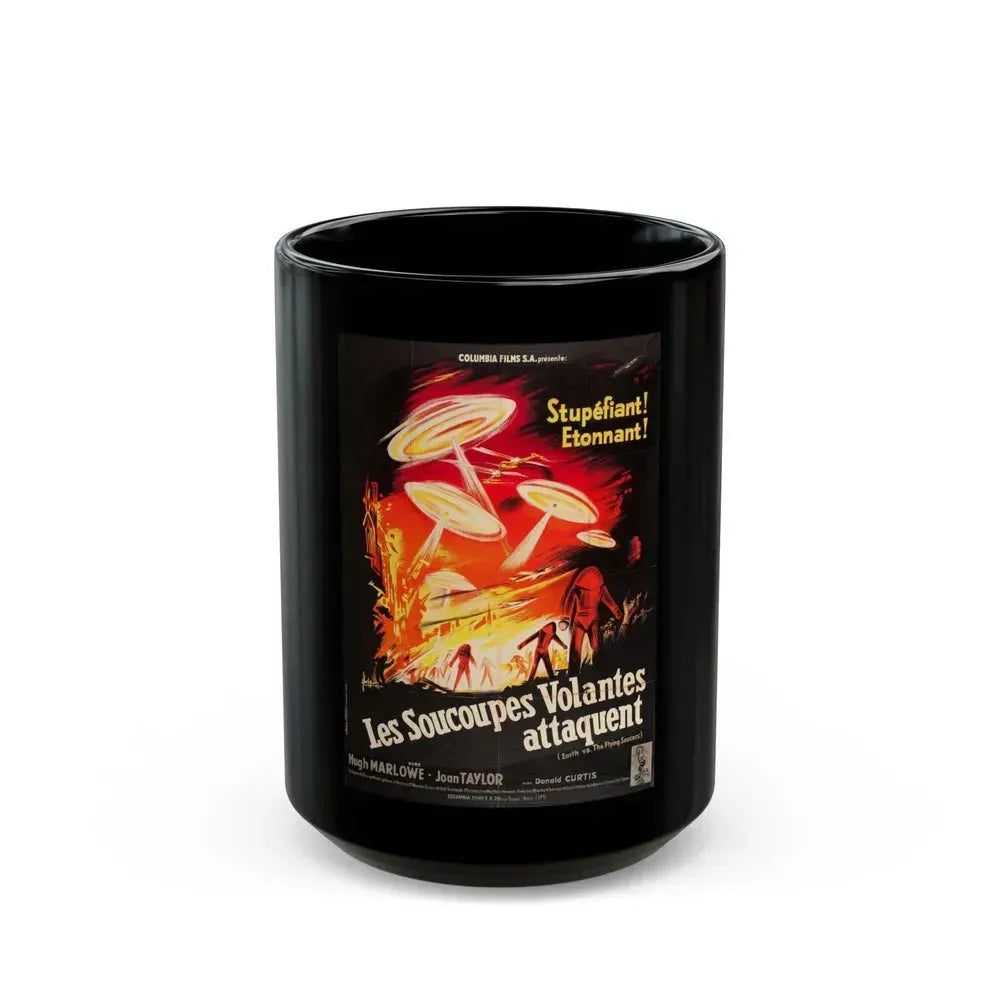 EARTH VS THE FLYING SAUCERS (FRENCH) 1956 Movie Poster - Black Coffee Mug 15oz - Go Mug Yourself