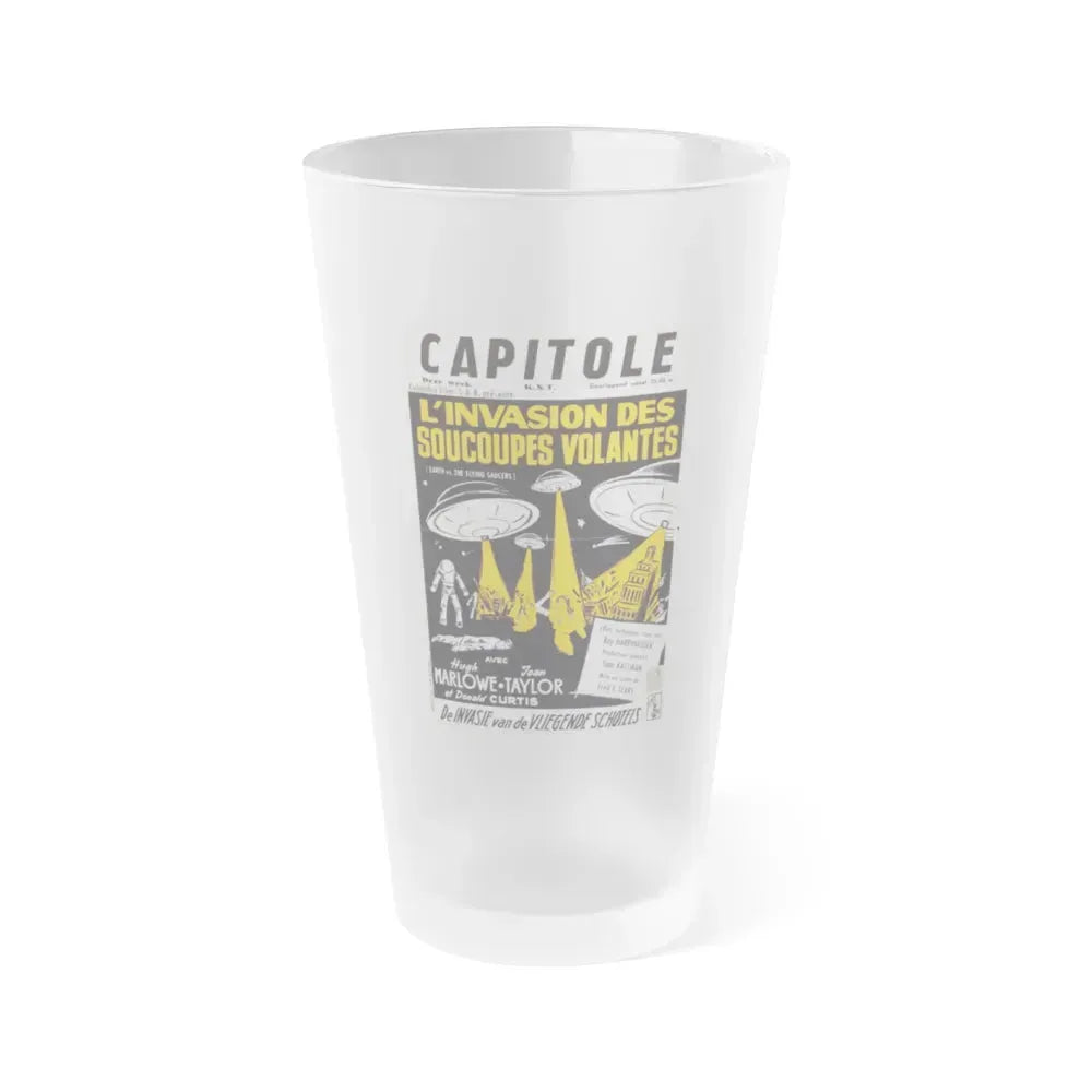 EARTH VS THE FLYING SAUCERS (FRENCH) 2 1956 Movie Poster - Frosted Pint Glass 16oz 16oz Frosted - Go Mug Yourself