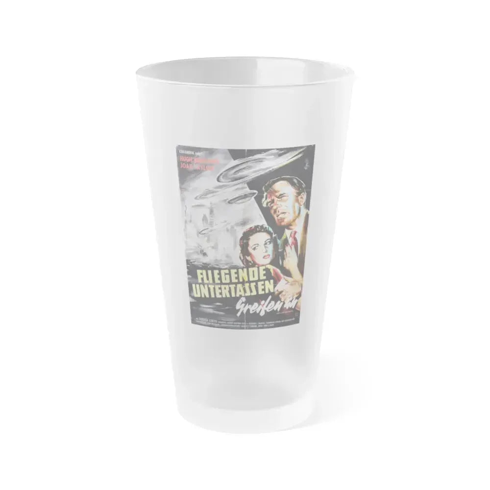 EARTH VS THE FLYING SAUCERS (GERMAN) 1956 Movie Poster - Frosted Pint Glass 16oz 16oz Frosted - Go Mug Yourself