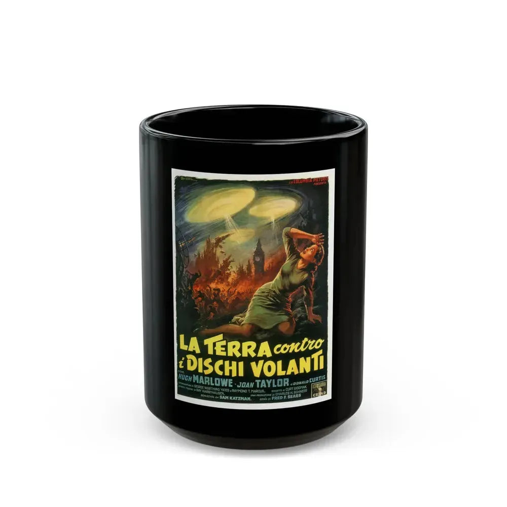 EARTH VS THE FLYING SAUCERS (ITALIAN) 1956 Movie Poster - Black Coffee Mug 15oz - Go Mug Yourself