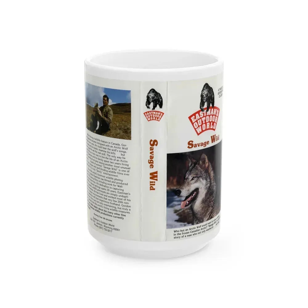 EASTMANS OUTDOOR WORLD SAVAGE WILD (VHS COVER) - White Coffee Mug 15oz - Go Mug Yourself