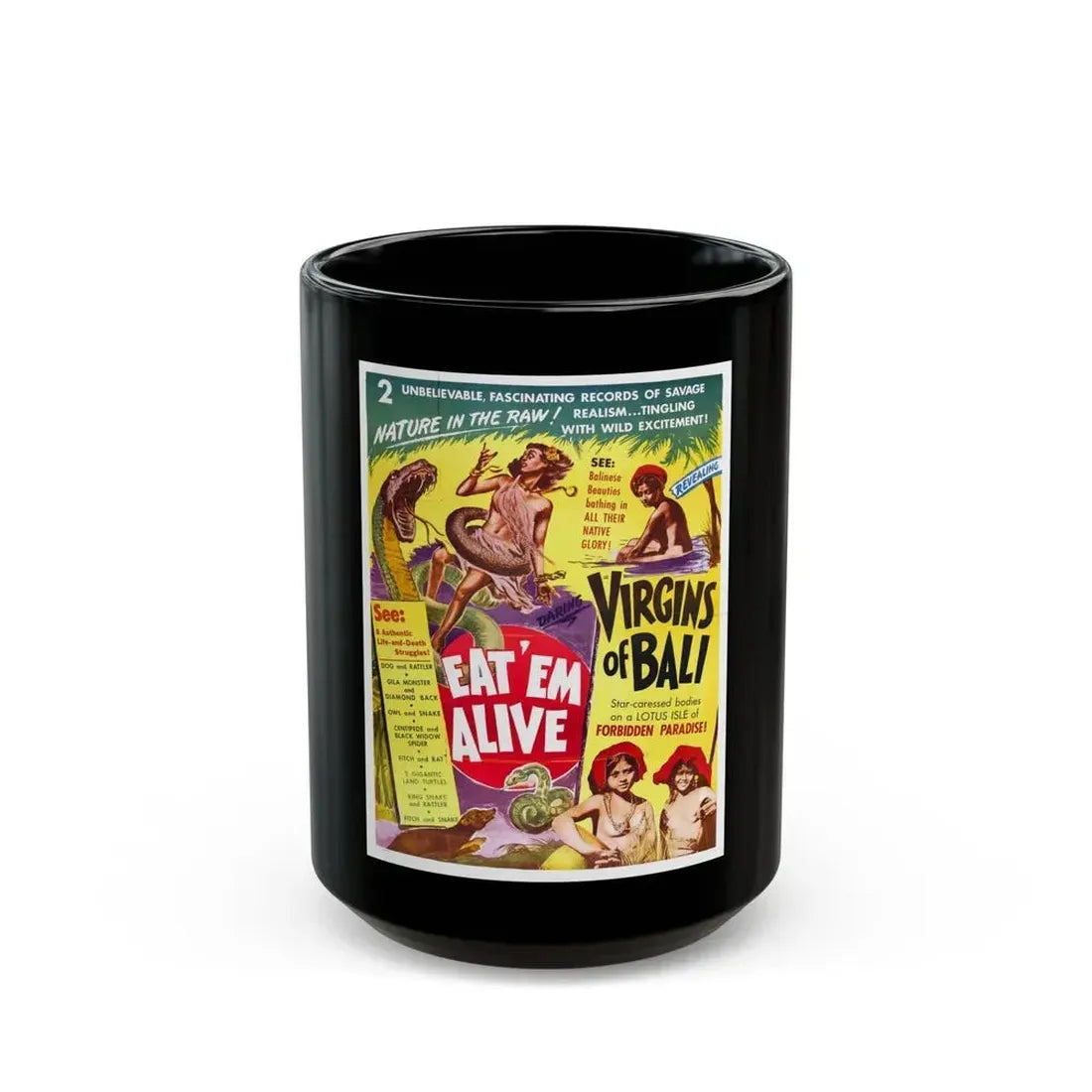 EAT'M ALIVE + VIRGINS OF BALI 1932 Movie Poster - Black Coffee Mug 15oz - Go Mug Yourself