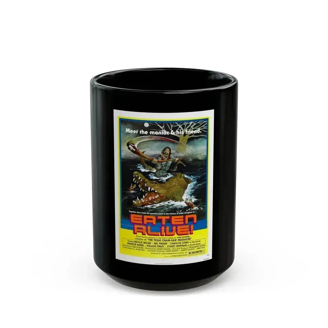 EATEN ALIVE (DEATH TRAP) 1976 Movie Poster - Black Coffee Mug 15oz - Go Mug Yourself