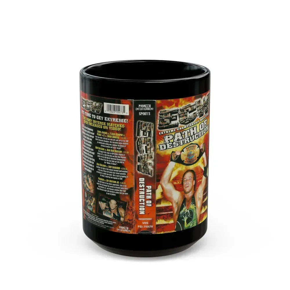 ECW PATH OF DESTRUCTION (VHS COVER) - Black Coffee Mug 15oz - Go Mug Yourself