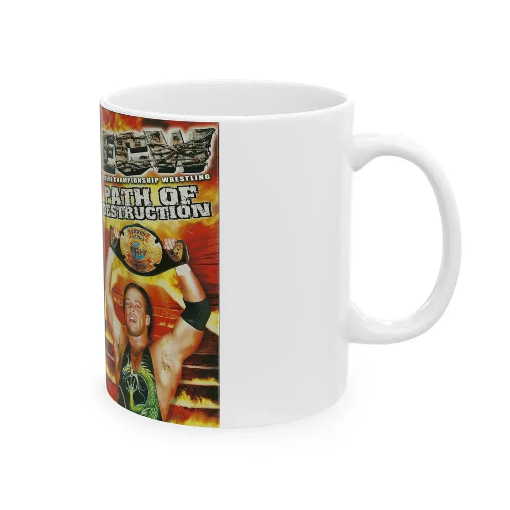 ECW PATH OF DESTRUCTION (VHS COVER) - White Coffee Mug - Go Mug Yourself