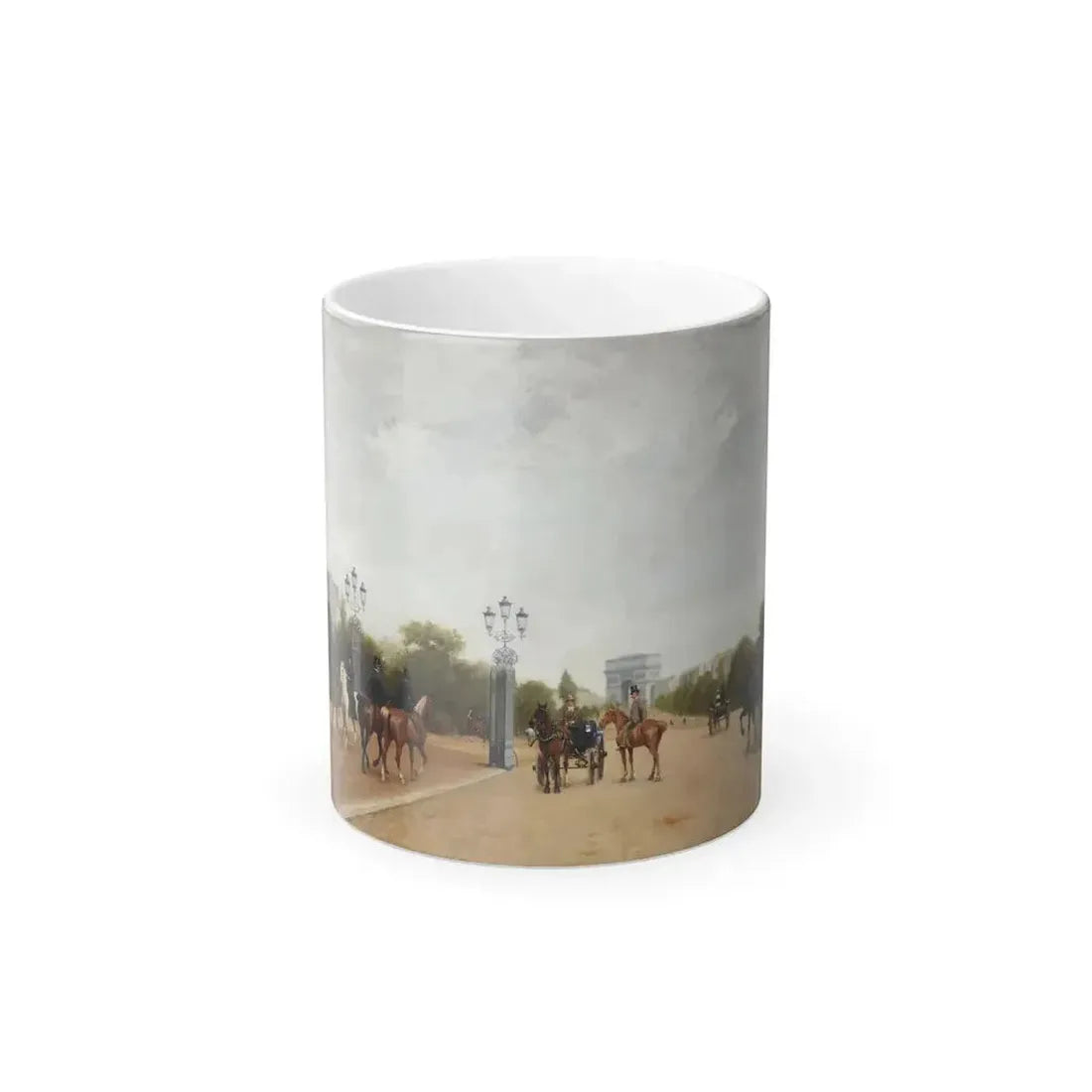 Edmond Grandjean (1844-1908) L'Avenue du Bois de Boulogne, Paris - Oil on Canvas 1889 - Color Changing Mug 11oz 11oz - Go Mug Yourself
