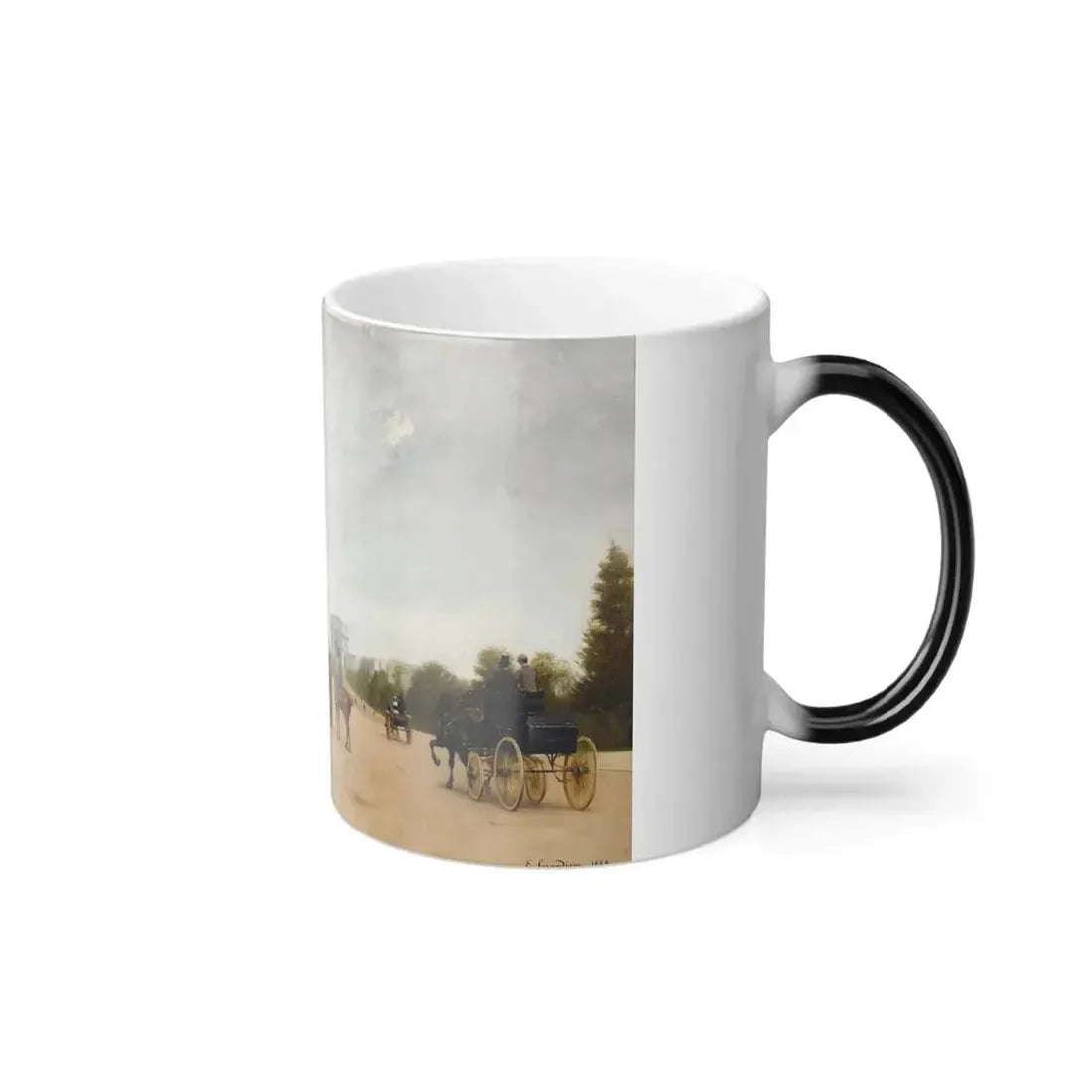 Edmond Grandjean (1844-1908) L'Avenue du Bois de Boulogne, Paris - Oil on Canvas 1889 - Color Changing Mug 11oz - Go Mug Yourself